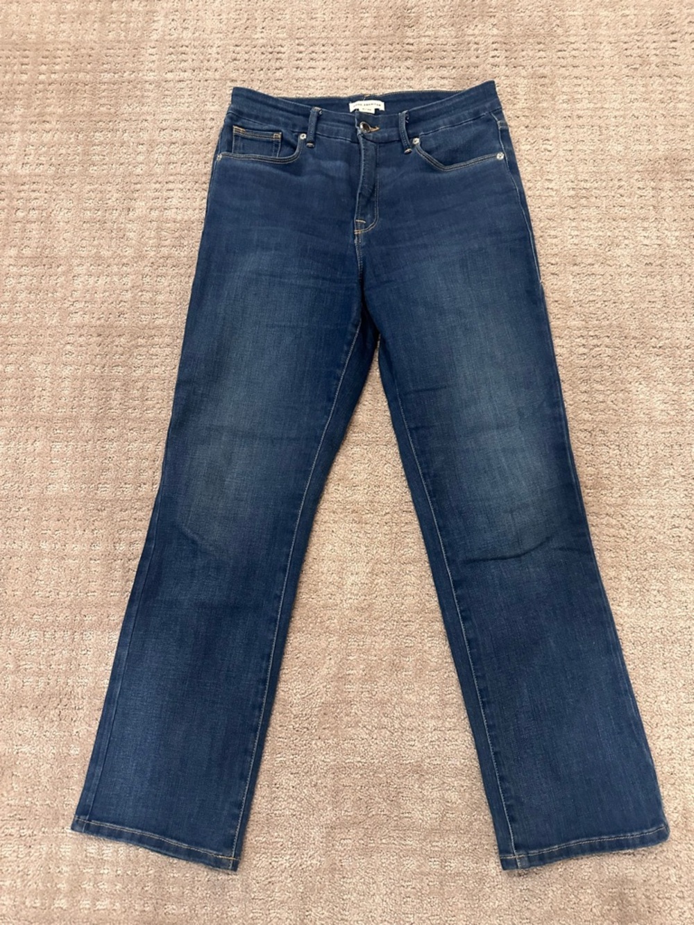 Good American Good Legs Straight Leg Jeans - Dark Blue Denim